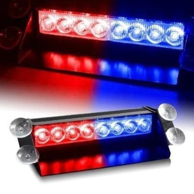 LED Blixtljus för vindrutan, 12V, Röd/Blå (DRL153)