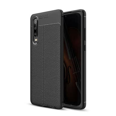 Läder mönstrat TPU skal Huawei P30 Lite (MAR-LX1)  - Svart