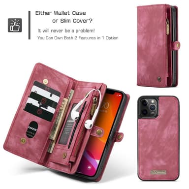 CASEME iPhone 12 / iPhone 12 Pro Retro plånboksfodral - Röd