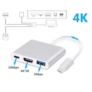 USB-C till HDMI Multiport Adapter - 4K 60Hz + USB 3.0 + USB-C