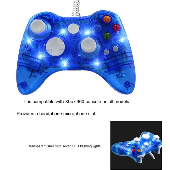 Blå högtransparent kabel-spelkontroll - PC och XBOX360
