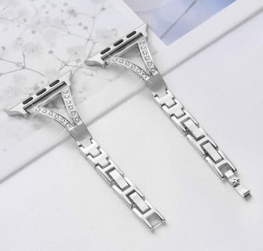 SKALO Smalt Metallarmband Bling Apple Watch 38/40/41mm - Silver
