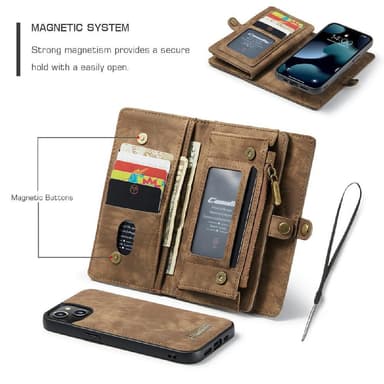 CASEME iPhone 13 Retro plånboksfodral - Brun