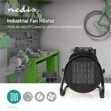 Keramisk värmefläkt med industriell design | Termostat | 3 instäl
