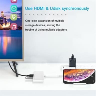 iPhone adapter till USB + HDMI + TF / SD-kort