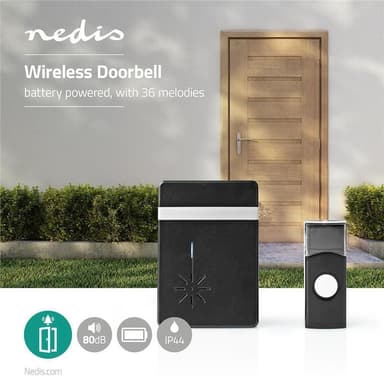Sats med trådlös dörrklocka | Batteridriven | 36 melodier