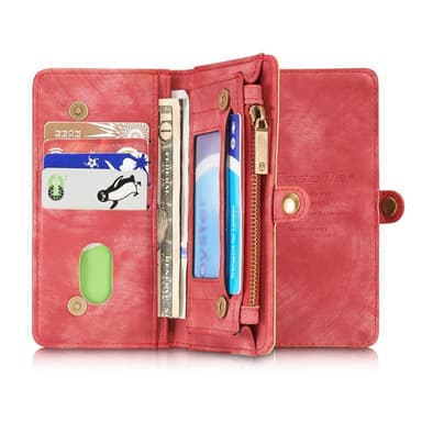 CASEME iPhone 8 / 7 / SE Retro Split läder plånboksfodral - Röd