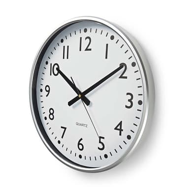 Nedis Väggklocka | Diameter: 380 mm | Plast | Silver / Vit