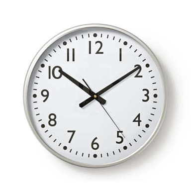 Nedis Väggklocka | Diameter: 380 mm | Plast | Silver / Vit
