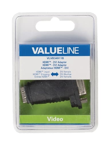 Valueline High Speed HDMI med Ethernet Adapter HDMI Hona - DVI-D 24+1p hona Svart