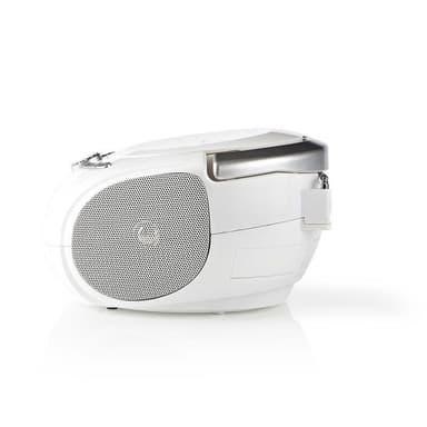 Nedis CD-spelare Boombox | Batteridriven / Strömadapter | Stereo | 9 W | Bluetooth® | FM | USB-uppspelning | Bärhandtag | Vit