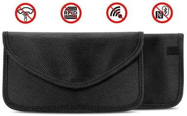 Svart väska med RFID-skydd för kort, telefon, bilnycklar, m.m.