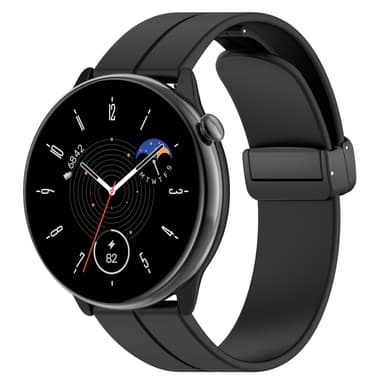 Klockband magnetiskt spänne silikon Svart 22 mm