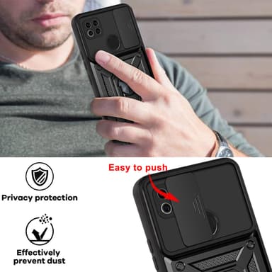 Magnetiskt armor kickstand-mobilskal med ring Svart