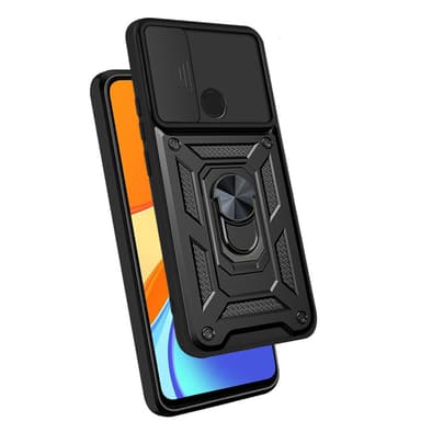 Magnetiskt armor kickstand-mobilskal med ring Svart