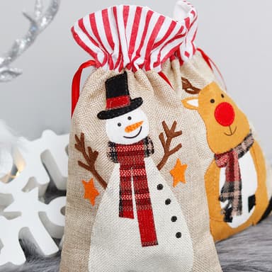 Julklappssäck liten med snögubbe