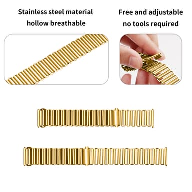 Klockarmband i rostfritt stål Guld 20 mm