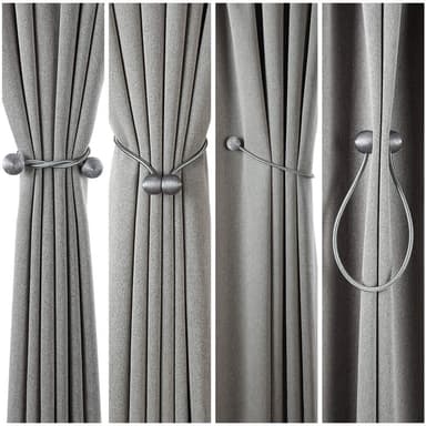Magnetiskt gardinomtag Silvergrå 4-pack