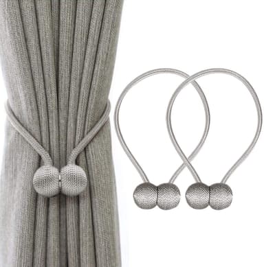 Magnetiskt gardinomtag Silvergrå 4-pack