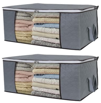 Förvaringsväska för lakan, täcken, kläder 60x43x35 cm Grå 2-pack