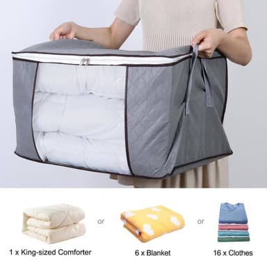 Förvaringsväska för lakan, täcken, kläder 60x43x35 cm Grå 2-pack