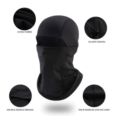 Balaklava / hjälmhuva vindtät Lycra Svart