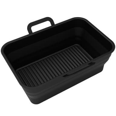 Hopfällbar fyrkantig Air Fryer silikonskål 2-pack Svart