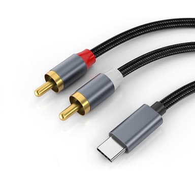 USB-C till 2x RCA stereo ljudkabel Grå