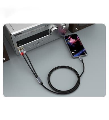 USB-C till 2x RCA stereo ljudkabel Grå