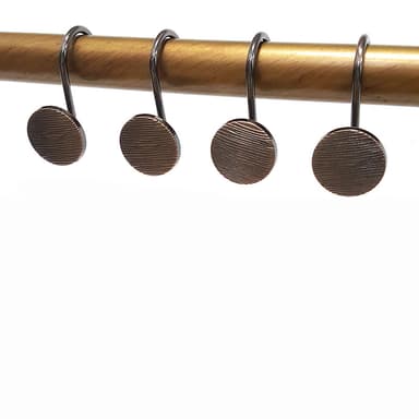 Set med 12 duschdraperiringar i antikfärgad koppar
