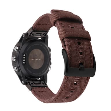 Högkvalitativt vävt canvasband för Garmin-klocka Brun L