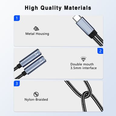 USB-C till dubbel 3,5 mm ljudadapterkabel Svart