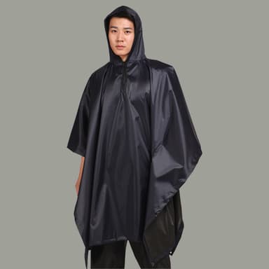 Multifunktionell regnponcho med huva Svart