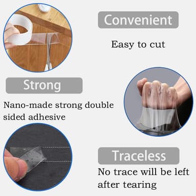 Dubbelsidig & Icke-Markerande Nanotejp, 3m - 2 pack Transparent 300 x
