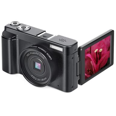 Digitalkamera 48 MP, 1080p HD, 16x zoom, flip screen Svart
