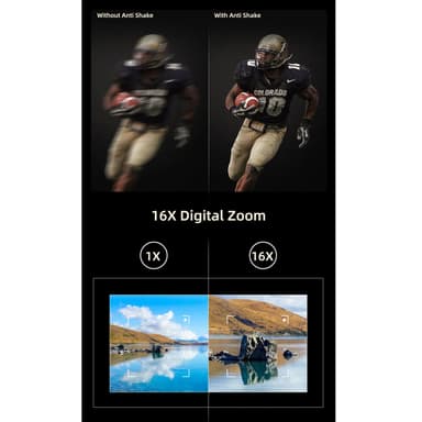 Digitalkamera 48 MP, 1080p HD, 16x zoom, flip screen Svart
