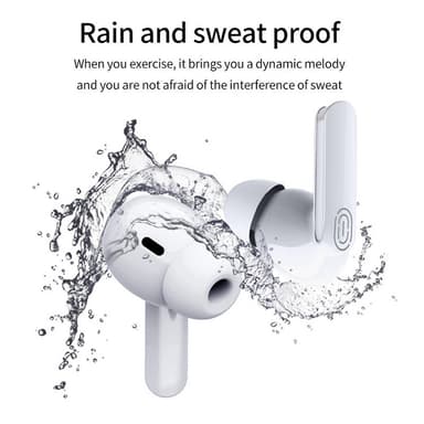 Trådlösa hörlurar Bluetooth 5.0 touchkontroll IPX5 Vit