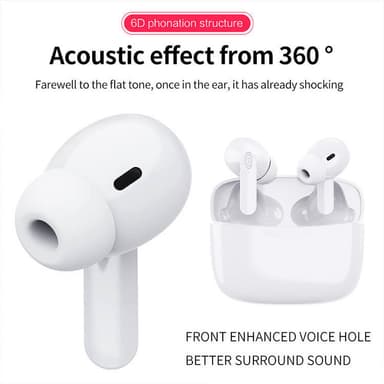 Trådlösa hörlurar Bluetooth 5.0 touchkontroll IPX5 Vit