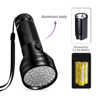 UV-ficklampa med 51 LED-pärlor 395 nm vattentätt