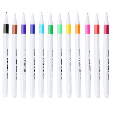 Fineliner Pennor / Tuschpennor 12-pack - Blandade Färger