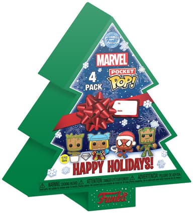 Funko Pop Marvel nyckelkedja 4-pack (Baby Groot, Groot, Thor, Spider-Man)