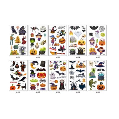 Temporära Halloween-tatueringar 10 ark Flerfärgad