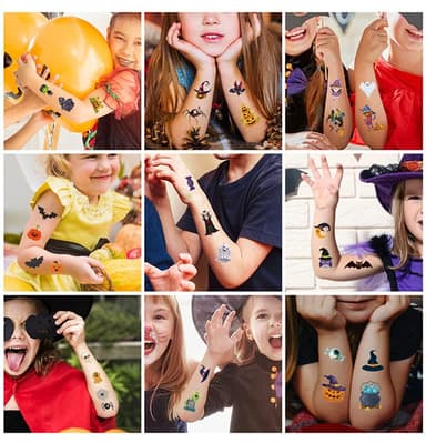 Temporära Halloween-tatueringar 10 ark Flerfärgad