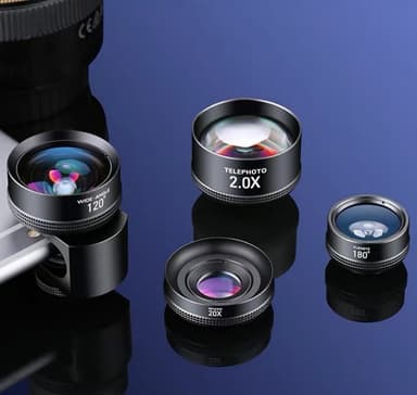 20X makroobjektiv/180° fisheye-objektiv/120° vidvinkelobjektiv/2,0X te