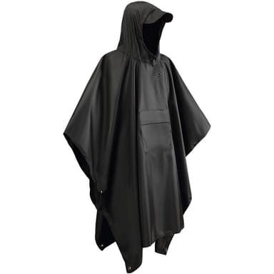 Multifunktionell regnponcho / vattentät presenning / underlägg Svart