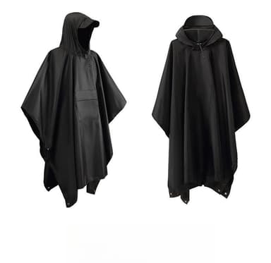 Multifunktionell regnponcho / vattentät presenning / underlägg Svart