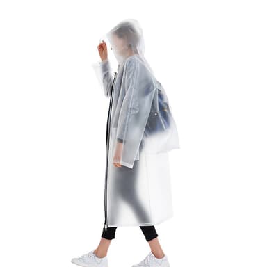 Återanvändbar regnrock / regnponcho med huva och plats för ryggsäck XL