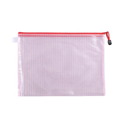 A5 Dokumentpåsar, plastfickor med zip 12-pack Röd