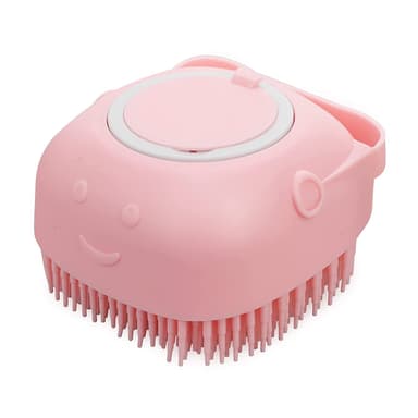 2 in 1 Badborste för hund - med schampodispenser Rosa