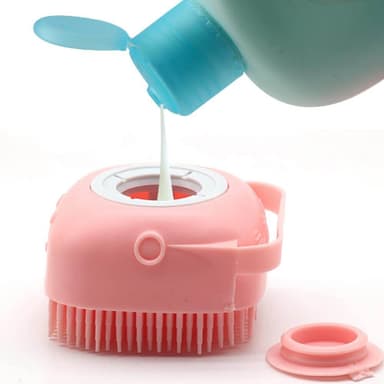 2 in 1 Badborste för hund - med schampodispenser Rosa